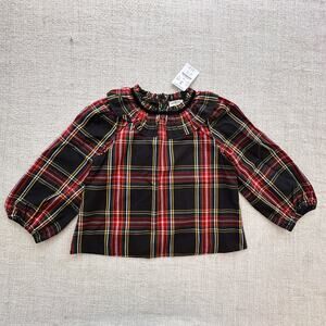 NWT Crewcuts Red & Black Plaid Blouse XS/4-5